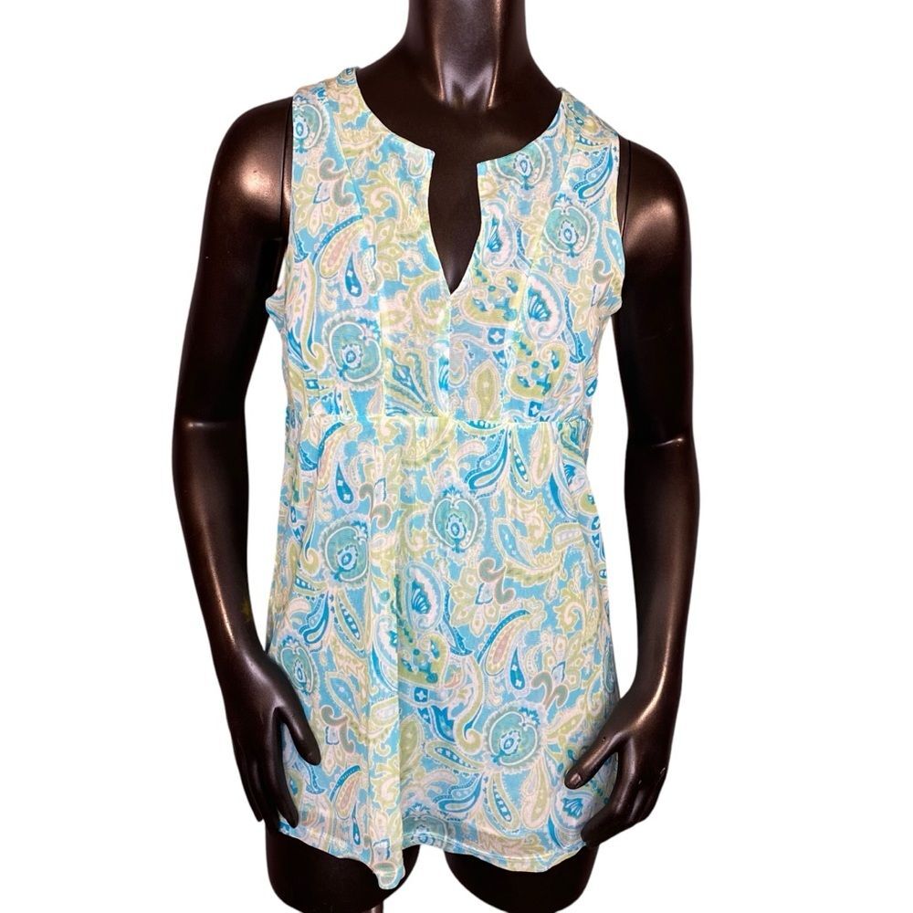New York & Co Sleeveless Blouse Pastel Summer Girl Cottagecore Lightweight SZ M